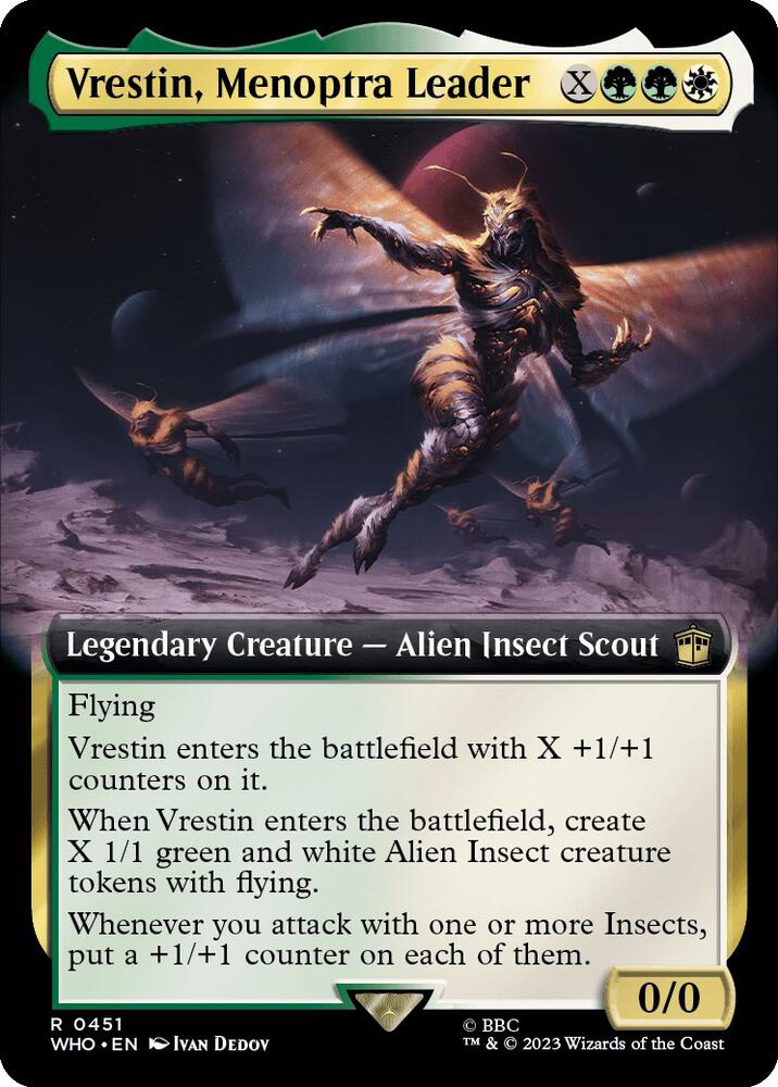 Vrestin, Menoptra Leader 451/331 (Universes Beyond: Doctor Who)  - Extended Art Foil | Good Games Modbury