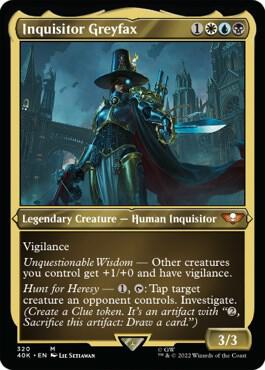 Inquisitor Greyfax Display Commander Thick Stock 320 (Universes Beyond: Warhammer 40,000)  - Etched Foil | Good Games Modbury