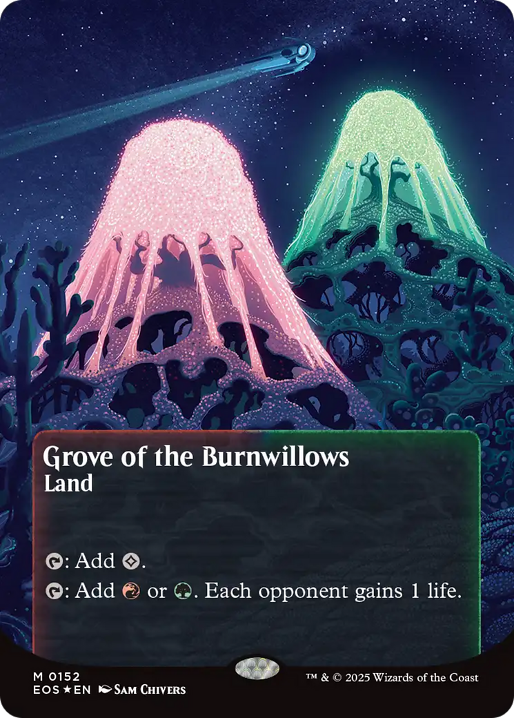 Grove of the Burnwillows (0152) (Borderless) (Galaxy Foil) [Edge of Eternities: Stellar Sights] | Good Games Modbury