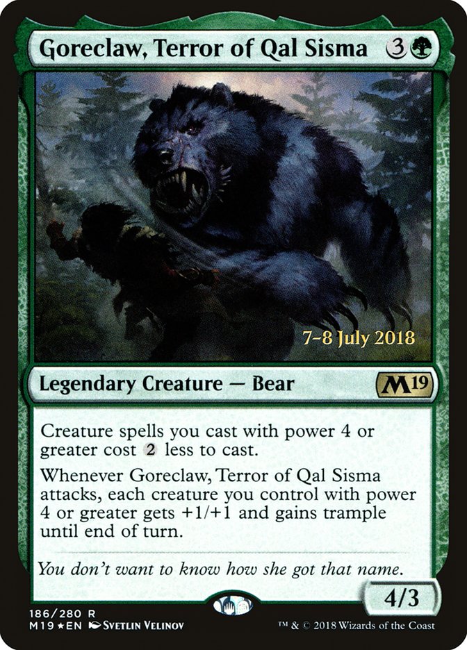 Goreclaw, Terror of Qal Sisma [Core Set 2019 Prerelease Promos] | Good Games Modbury