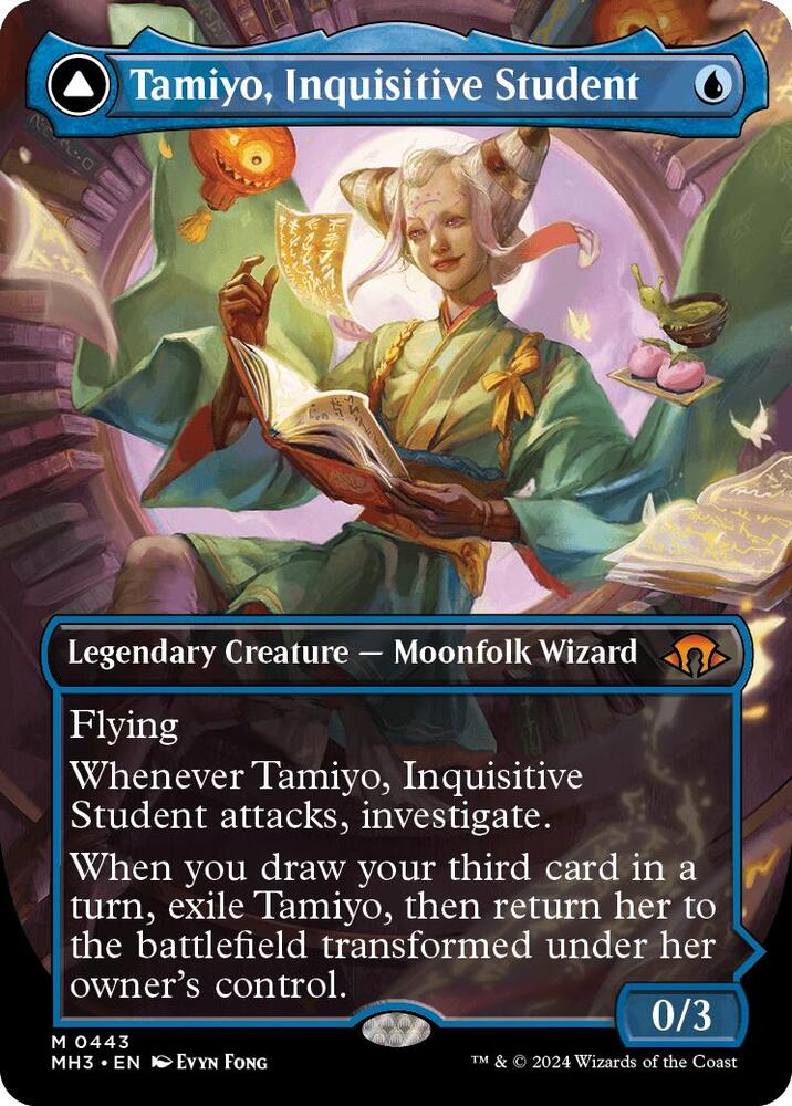 Tamiyo, Inquisitive Student // Tamiyo, Seasoned Scholar 443 (Modern Horizons 3)  - Borderless Foil | Good Games Modbury