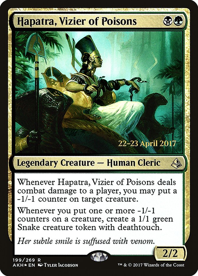 Hapatra, Vizier of Poisons [Amonkhet Prerelease Promos] | Good Games Modbury