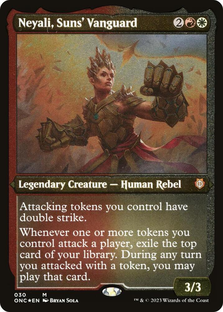 Neyali Suns Vanguard Display Commander Foil Etched Thick Stock 30 (Commander: Phyrexia: All Will Be One)  - Foil | Good Games Modbury