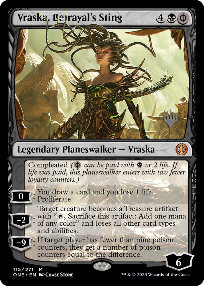 Vraska Betrayals Sting 115 (Promo Pack: Phyrexia: All Will Be One)  - Foil | Good Games Modbury
