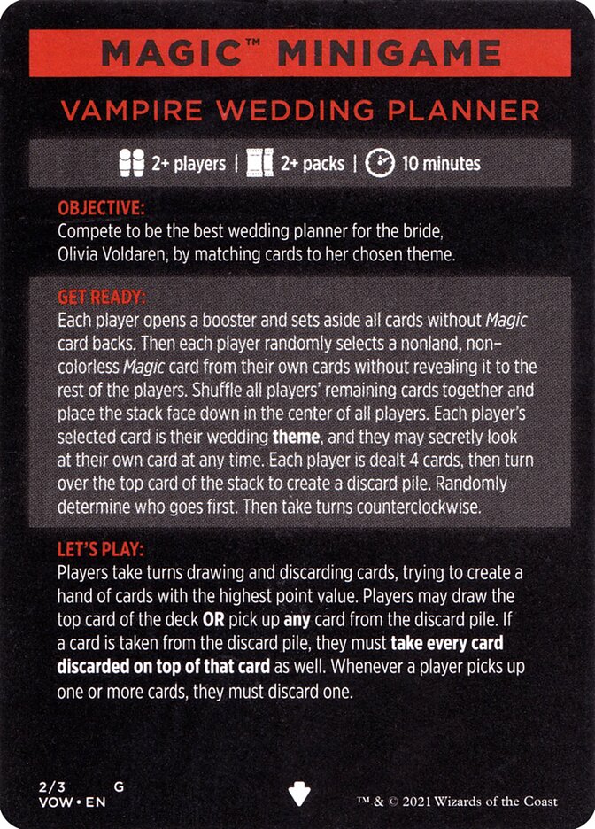 Vampire Wedding Planner (Magic Minigame) [Innistrad: Crimson Vow Minigame] | Good Games Modbury