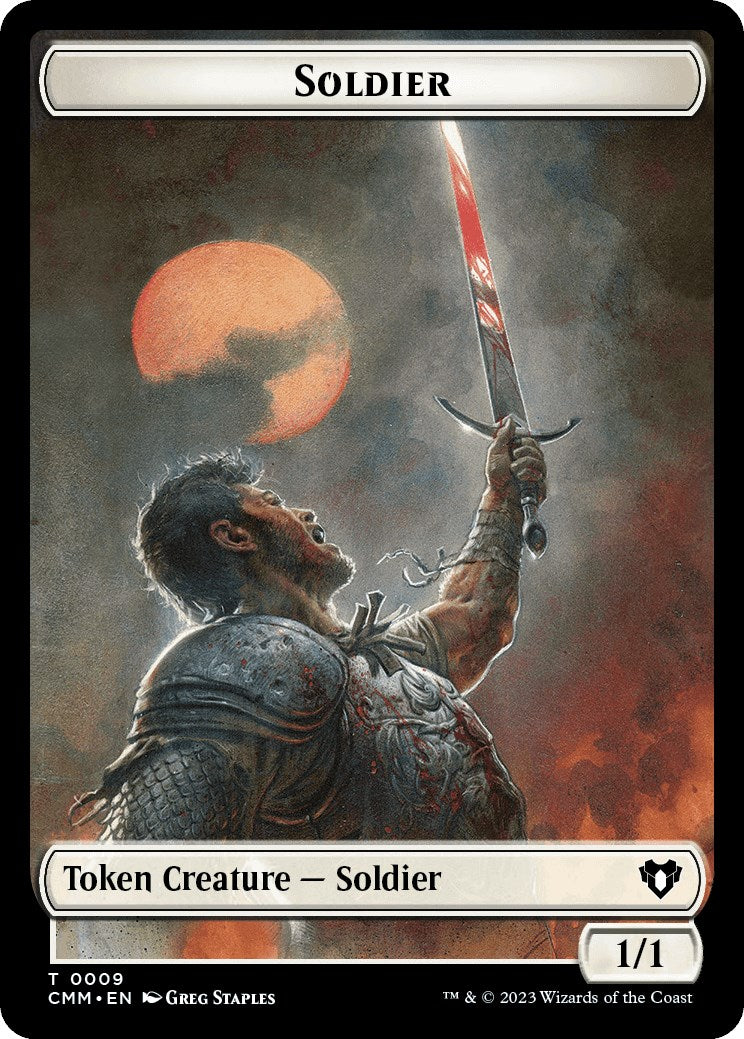 Soldier // Dragon (0020) Double-Sided Token [Commander Masters Tokens] | Good Games Modbury