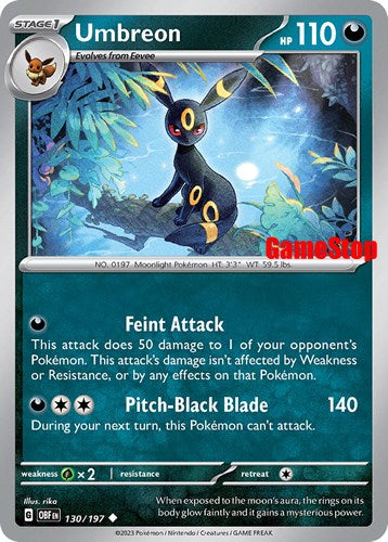 Umbreon (130/197) (GameStop Exclusive) [Scarlet & Violet: Obsidian Flames] | Good Games Modbury