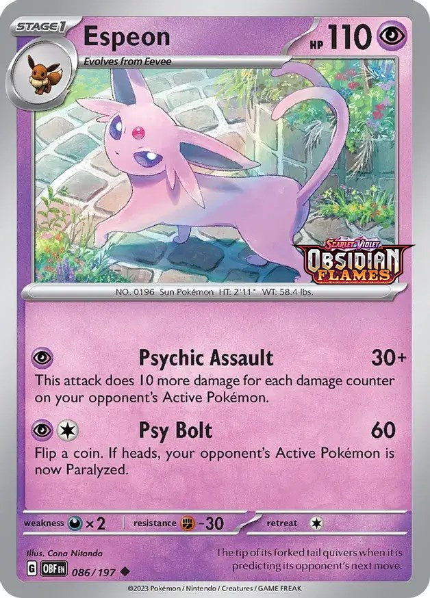 Espeon (086/197) (Best Buy Exclusive) [Scarlet & Violet: Obsidian Flames] | Good Games Modbury