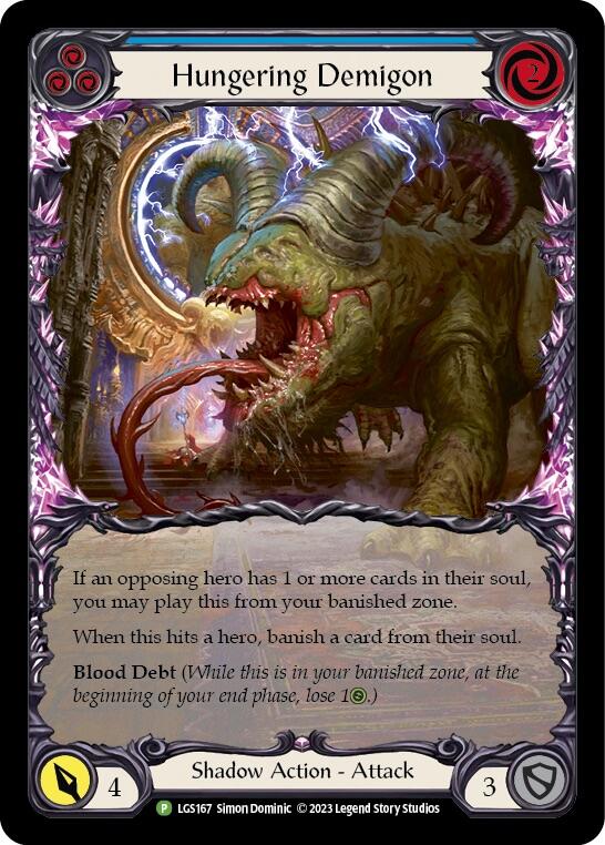 Hungering Demigon (Blue) [LGS167] (Promo)  Rainbow Foil | Good Games Modbury