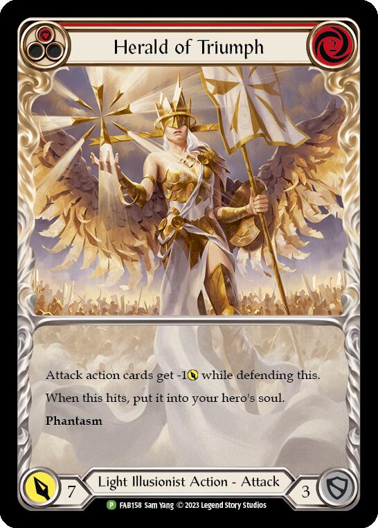 Herald of Triumph (Red) [FAB158] (Promo)  Rainbow Foil | Good Games Modbury