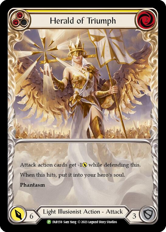 Herald of Triumph (Yellow) [FAB159] (Promo)  Rainbow Foil | Good Games Modbury