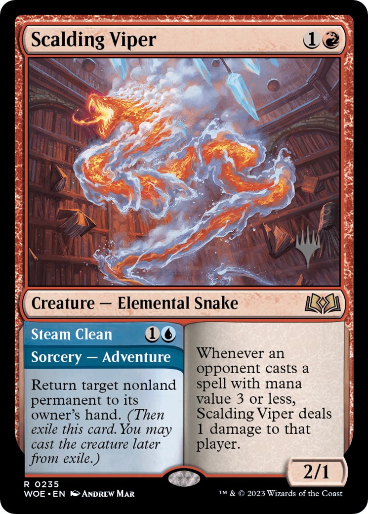 Scalding Viper // Steam Clean (Promo Pack) [Wilds of Eldraine Promos] | Good Games Modbury