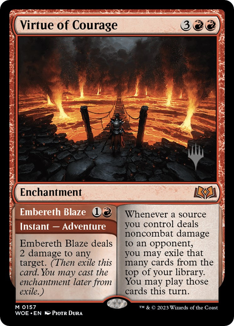 Virtue of Courage //Embereth Blaze (Promo Pack) [Wilds of Eldraine Promos] | Good Games Modbury