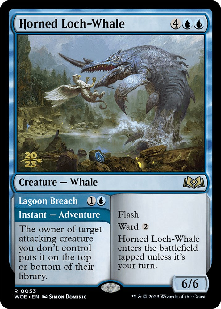 Horned Loch-Whale // Lagoon Breach [Wilds of Eldraine Prerelease Promos] | Good Games Modbury