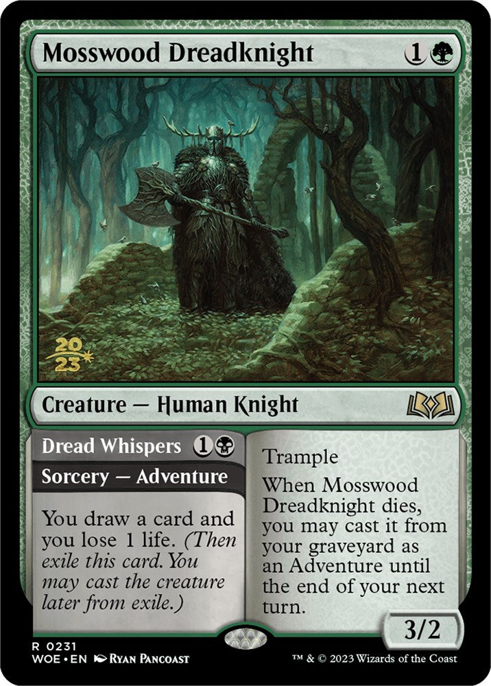 Mosswood Dreadknight // Dread Whispers [Wilds of Eldraine Prerelease Promos] | Good Games Modbury