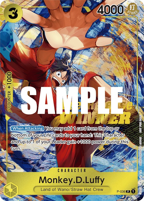 Monkey.D.Luffy (Pre-Release Tournament) [Winner] [One Piece Promotion Cards] | Good Games Modbury