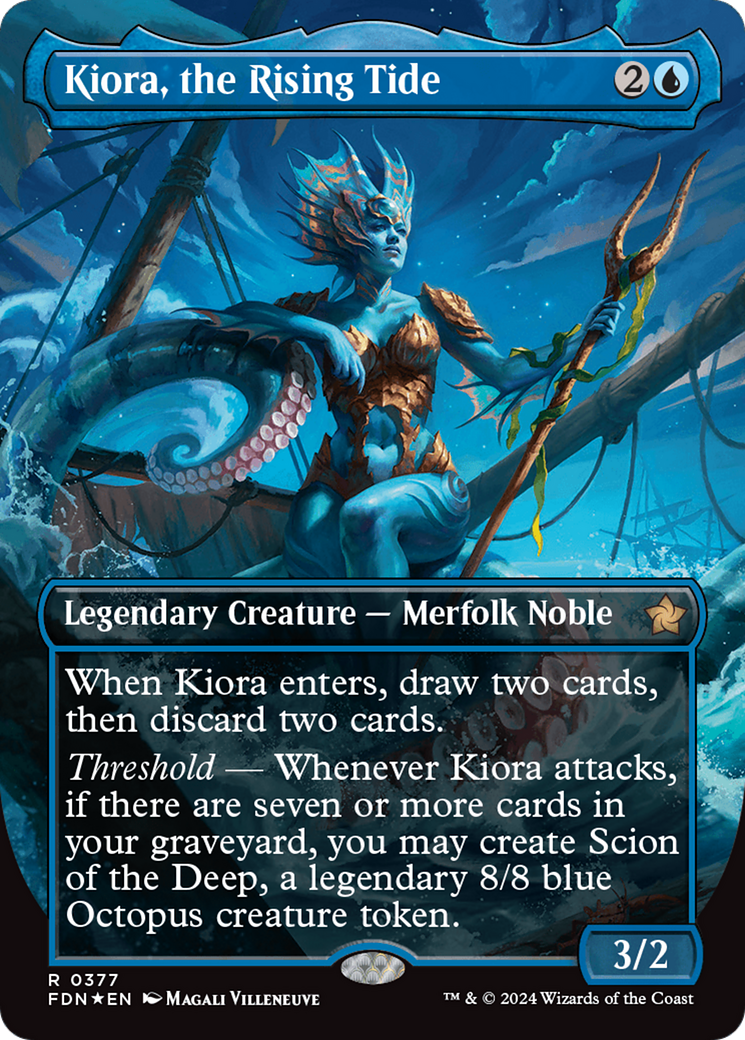 Kiora, the Rising Tide (Borderless) (Mana Foil) [Foundations] | Good Games Modbury