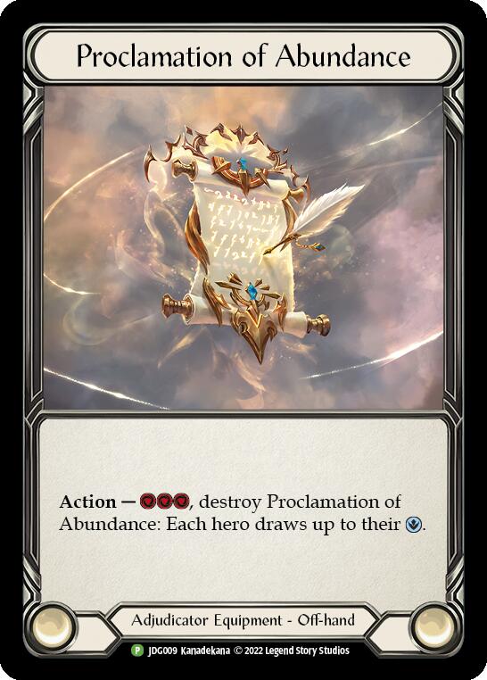 Proclamation of Abundance [JDG010] (Promo)  Cold Foil | Good Games Modbury