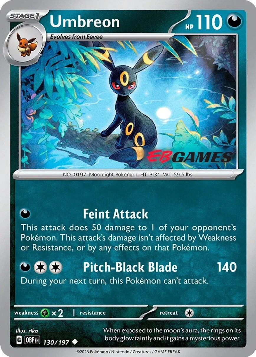 Umbreon (130/197) (EBGames Exclusive) [Scarlet & Violet: Obsidian Flames] | Good Games Modbury