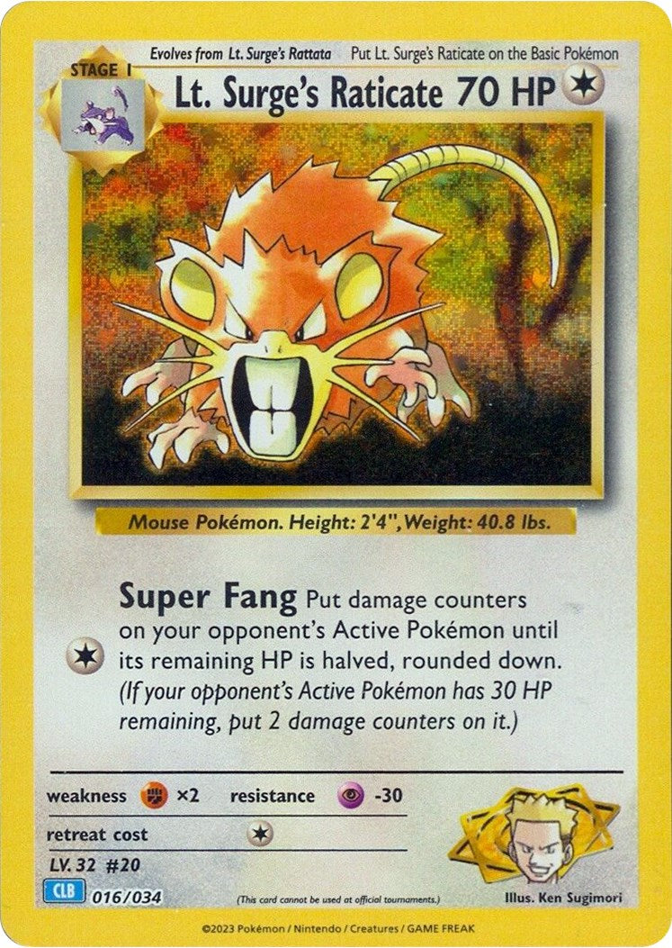 Lt. Surge's Raticate [Trading Card Game Classic] | Good Games Modbury