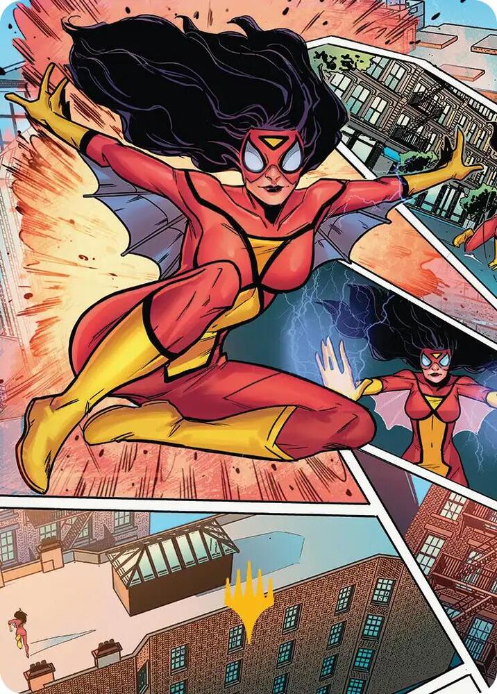 Spider Woman Stunning Savior Art Card Gold Stamped Planeswalker Symbol 51 (Art Series: Marvel's Spider-Man)  | Good Games Modbury