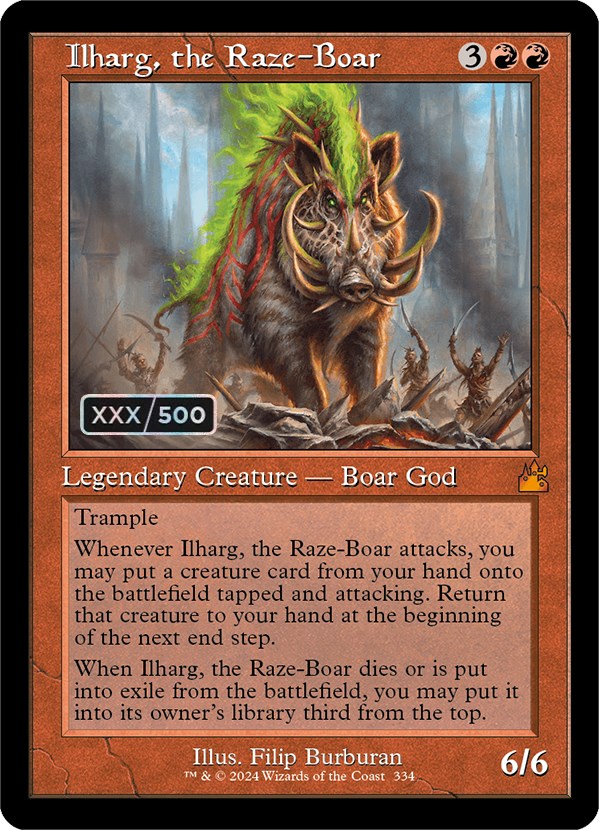 Ilharg, the Raze-Boar (Retro) (Serialized) [Ravnica Remastered] | Good Games Modbury