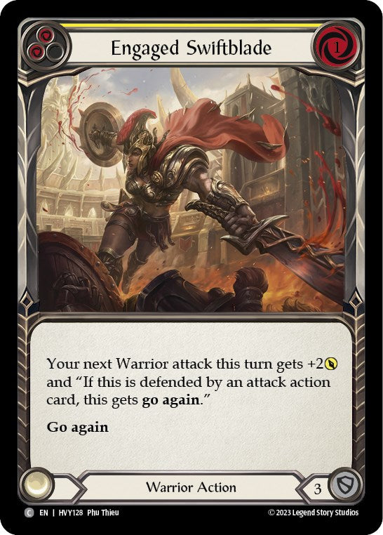 Engaged Swiftblade (Yellow) [HVY128] (Heavy Hitters)  Rainbow Foil | Good Games Modbury