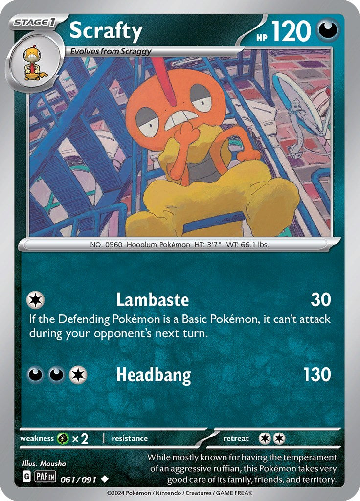 Scrafty (061/091) [Scarlet & Violet: Paldean Fates] | Good Games Modbury