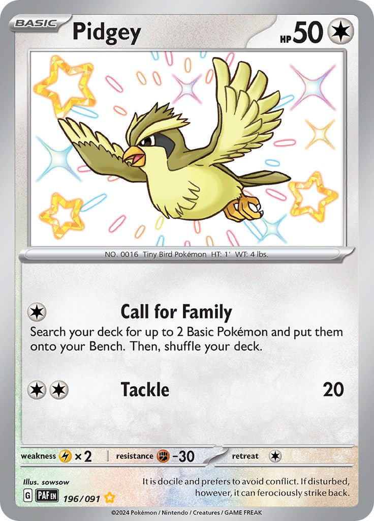 Pidgey (196/091) [Scarlet & Violet: Paldean Fates] | Good Games Modbury