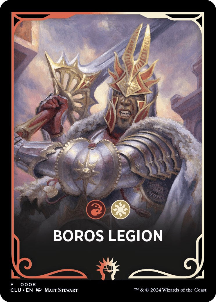 Boros Legion Theme Card [Ravnica: Clue Edition Tokens] | Good Games Modbury