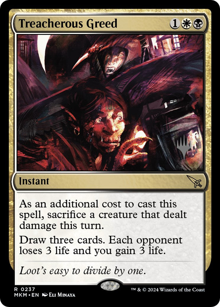 Treacherous Greed (Promo Pack) [Murders at Karlov Manor Promos] | Good Games Modbury