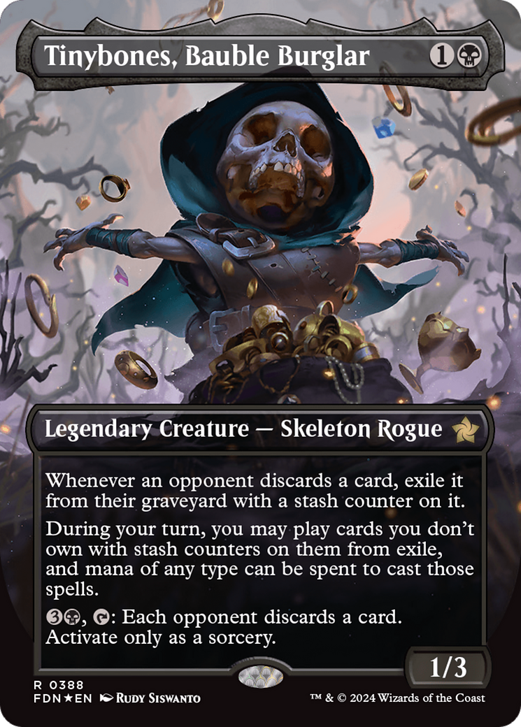 Tinybones, Bauble Burglar (Borderless) (Mana Foil) [Foundations] | Good Games Modbury
