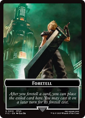Foretell // Treasure Double-Sided Token (Surge Foil) [FINAL FANTASY Commander Tokens] | Good Games Modbury