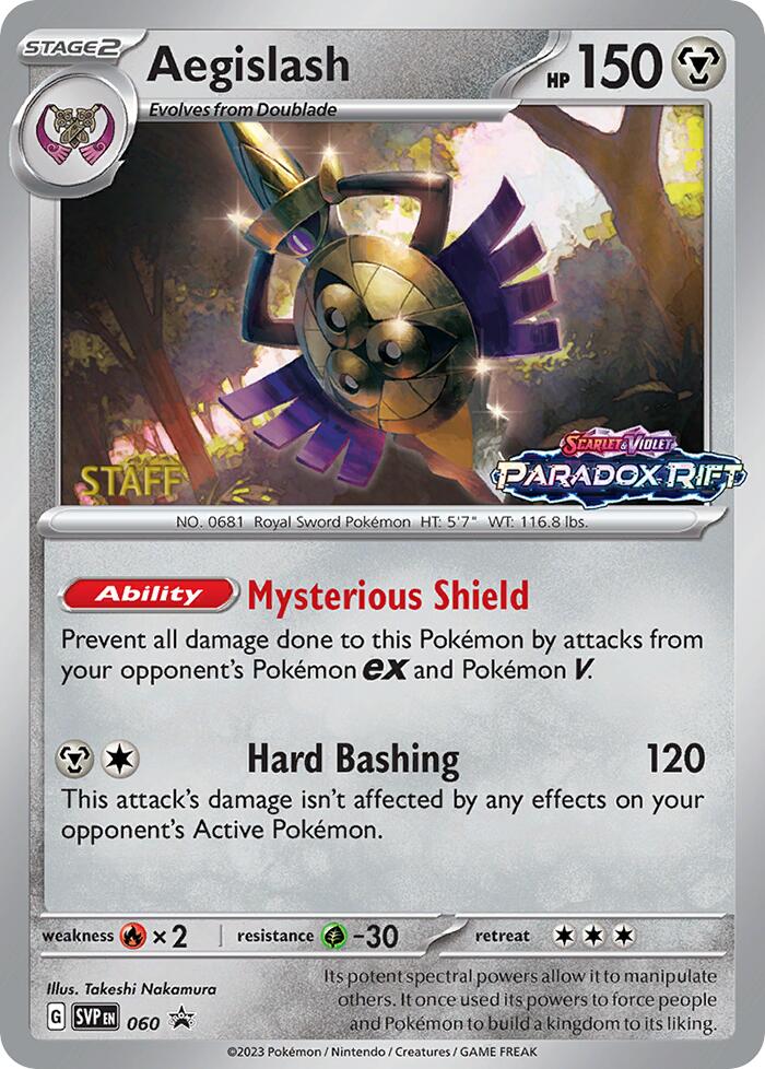 Aegislash (060) (Staff Prerelease Promo) [Scarlet & Violet: Black Star Promos] | Good Games Modbury