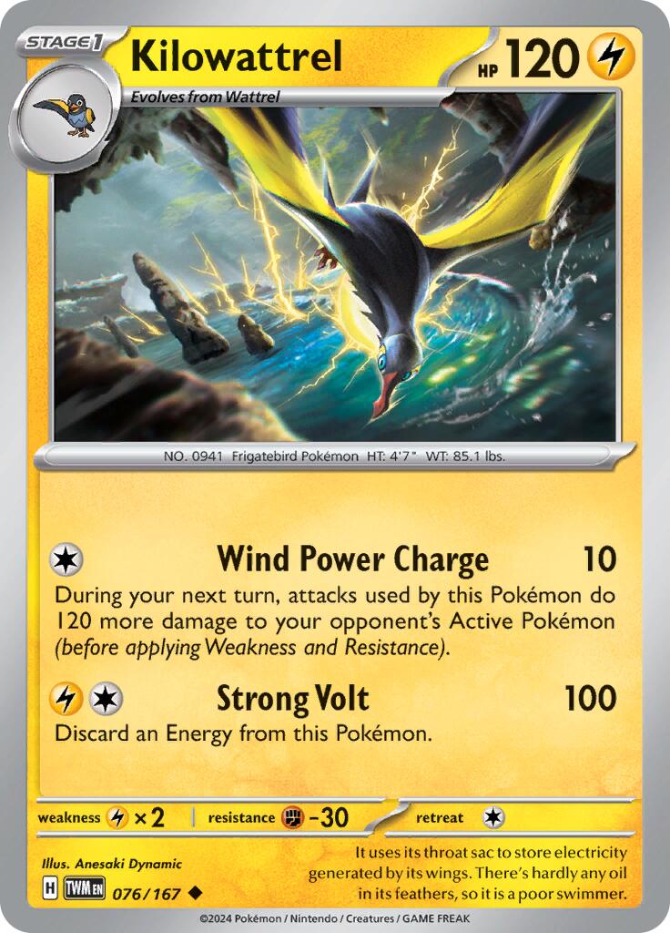 Kilowattrel (076/167) [Scarlet & Violet: Twilight Masquerade] | Good Games Modbury