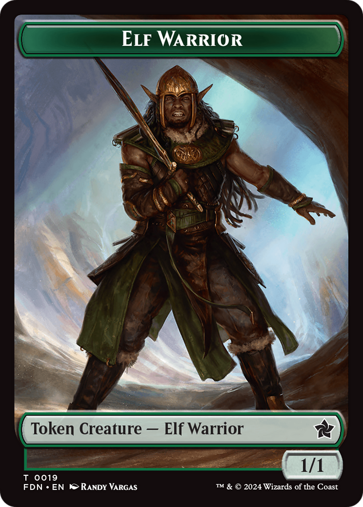 Elf Warrior // Rat (0030) Double-Sided Token [Foundations Tokens] | Good Games Modbury