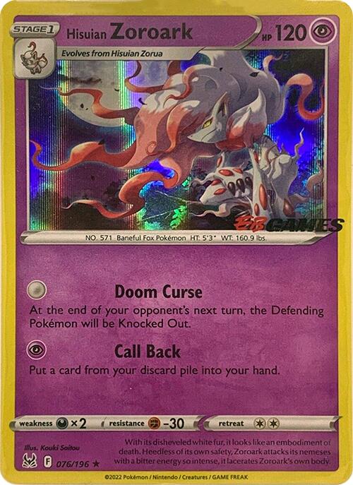Hisuian Zoroark (076/196) (EB Games Exclusive) [Sword & Shield: Lost Origin] | Good Games Modbury