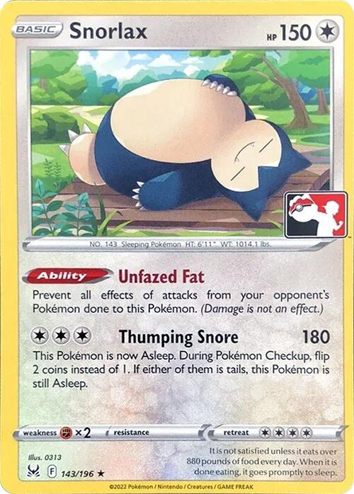 Snorlax (143/196) [Prize Pack Series Three] | Good Games Modbury