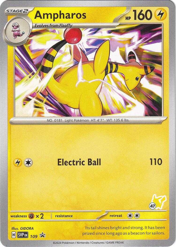 Ampharos (109) (Pikachu Stamp #47) [Battle Academy 2024] | Good Games Modbury