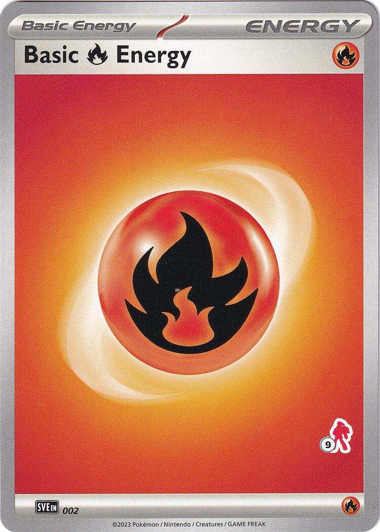 Basic Fire Energy (002) (Armarouge Stamp #9) [Battle Academy 2024] | Good Games Modbury