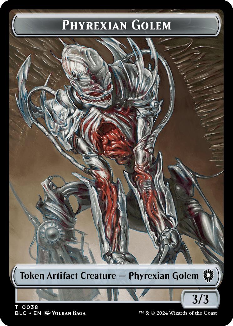 Phyrexian Golem // Faerie Double-Sided Token [Bloomburrow Commander Tokens] | Good Games Modbury