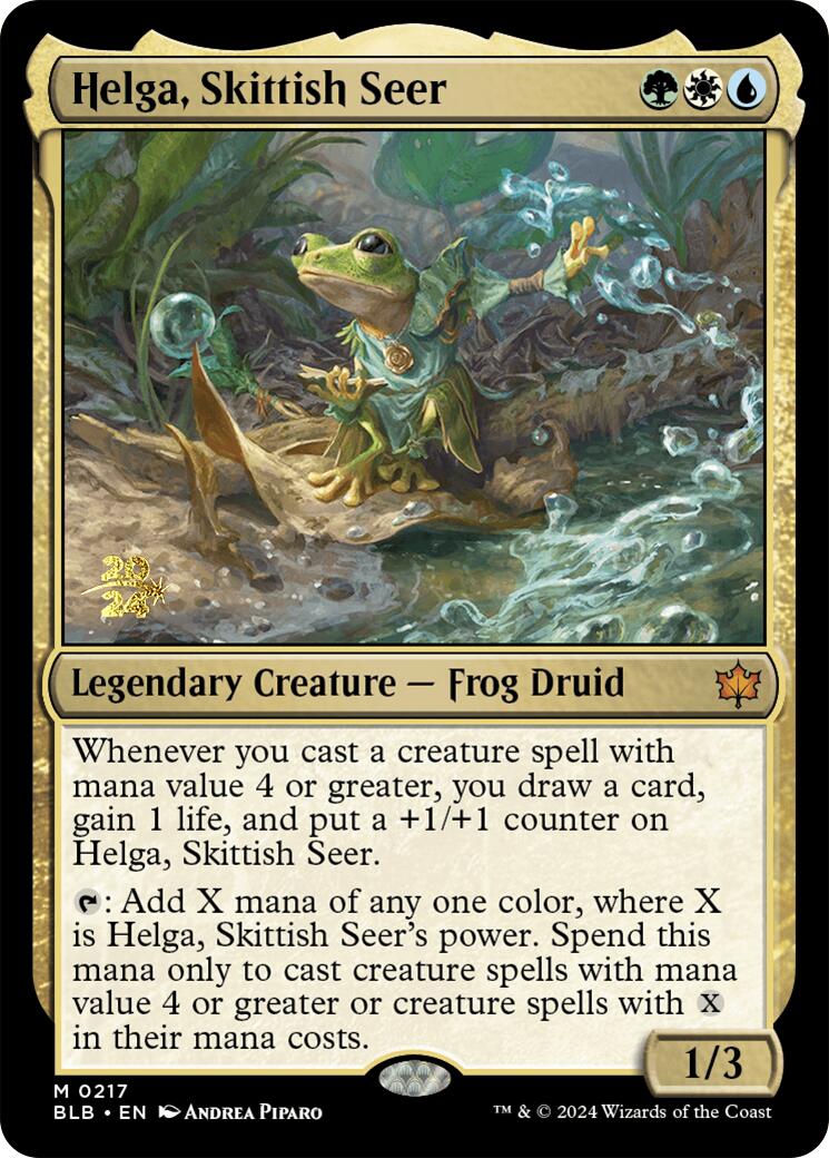 Helga, Skittish Seer [Bloomburrow Prerelease Promos] | Good Games Modbury