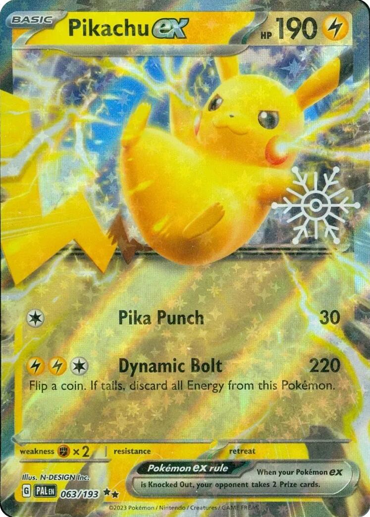 Pikachu ex (063/193) (Holiday Calendar) [Miscellaneous Cards] | Good Games Modbury