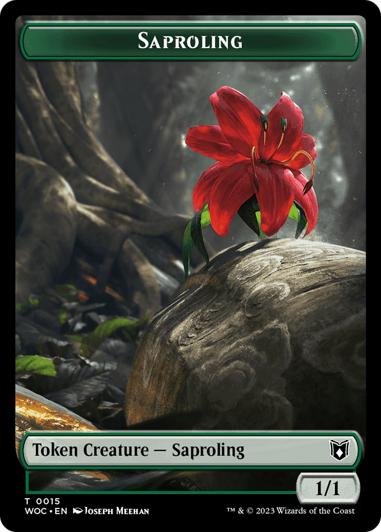 Faerie // Saproling Double-Sided Token [Wilds of Eldraine Commander Tokens] | Good Games Modbury