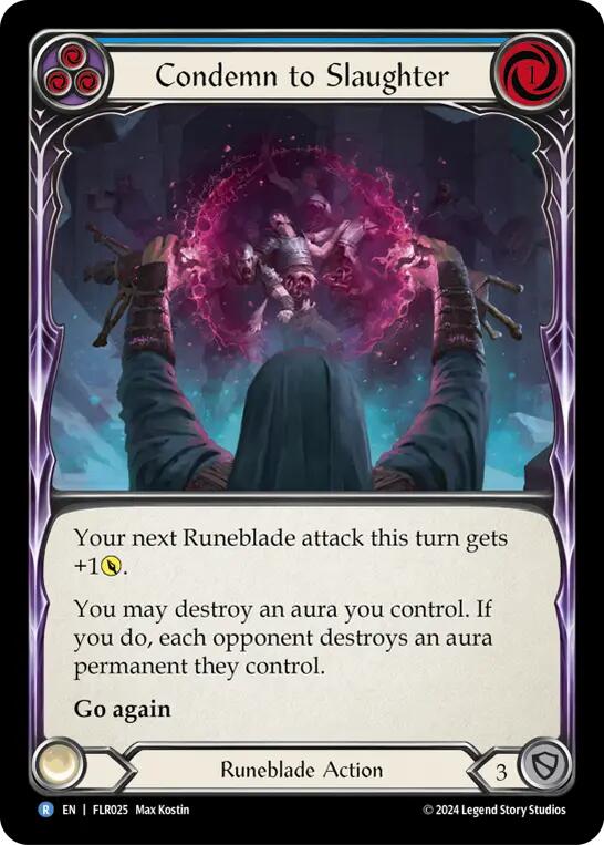 Condemn to Slaughter (Blue) [FLR025] (Rosetta Florian Blitz Deck) | Good Games Modbury