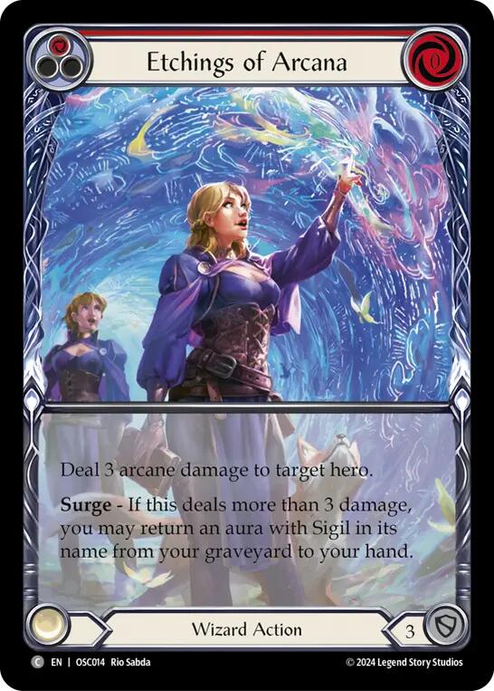 Etchings of Arcana (Red) [OSC014] (Rosetta Oscilio Blitz Deck) | Good Games Modbury