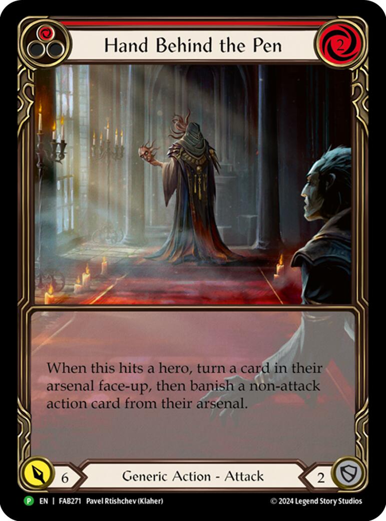 Hand Behind the Pen (Extended Art) [FAB271] (Promo)  Rainbow Foil | Good Games Modbury