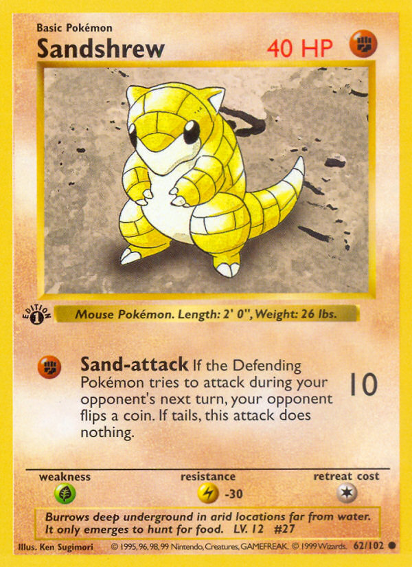 Sandshrew (62/102) (Shadowless) [Base Set 1st Edition] | Good Games Modbury