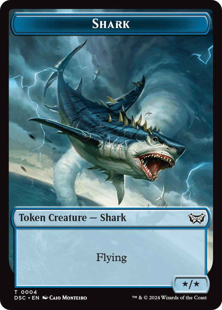 Shark // Copy Double-Sided Token [Duskmourn: House of Horror Commander Tokens] | Good Games Modbury