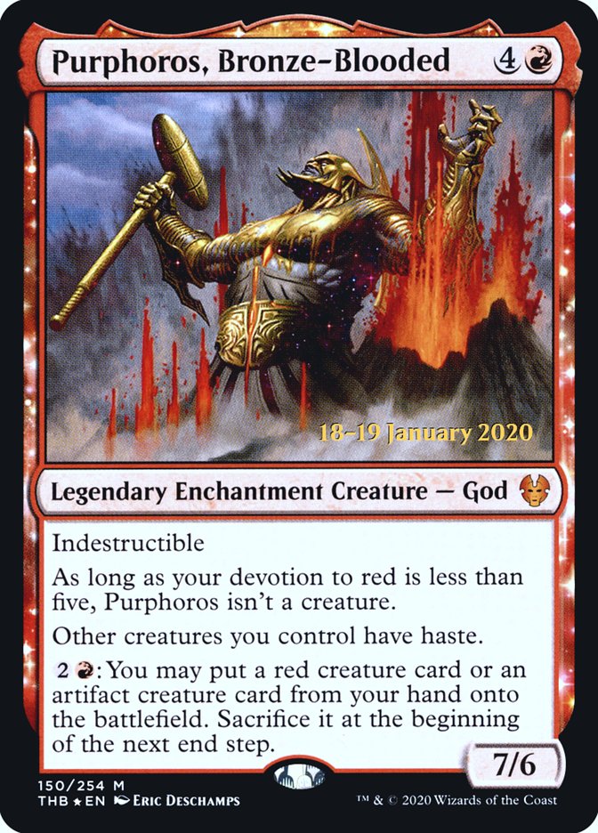 Purphoros, Bronze-Blooded [Theros Beyond Death Prerelease Promos] | Good Games Modbury